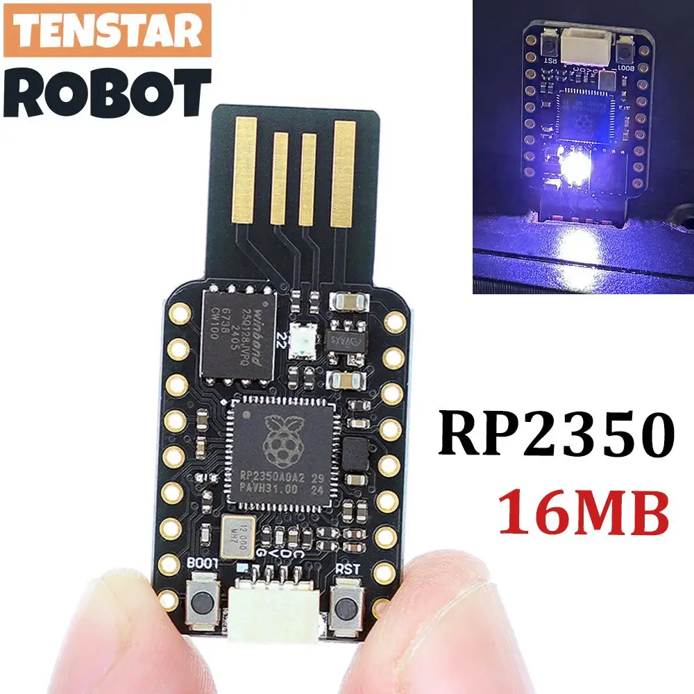 TENSTAR RP2350-USB 16MB Flash Mini Development Board Module Dual-Core RP2350A Chip 520KB SRAM  For Raspberry Pi PICO2