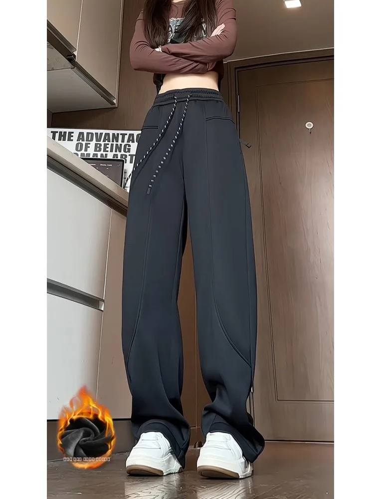 

Мужские зимние утепленные брюки American Sle Thiened Curved Knife с флисовой подкладкой, прямые, свободные, повседневные, длинные