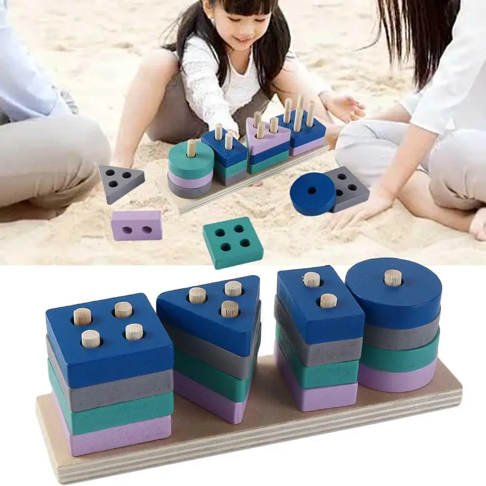

Wooden Wooden Building Blocks Cube Game Educational Color Shape Match Puzzle Toys Early Learning Montessori Toy Kids Toys