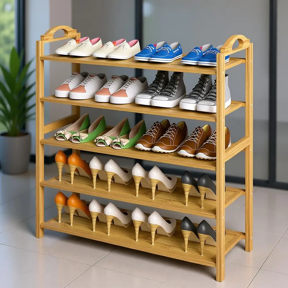 

5-ярусная бамбуковая полка для обуви для прихожей