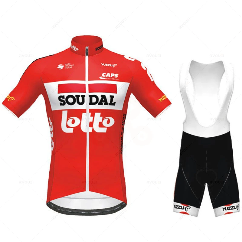 Lotto Soudal-남성용 반소매 사이클링 저지 세트, 통기성 자전거 의류, 자전거 팀 세트, 여름, 2024 Pro 썸네일 4