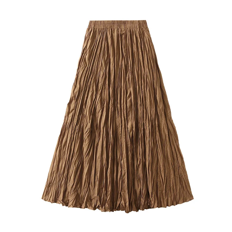 Light Luxury Irregular Slimming Pleated A-line Skirt for Women High Waist Solid Color Loose Fashion Skirts Casual Spring New