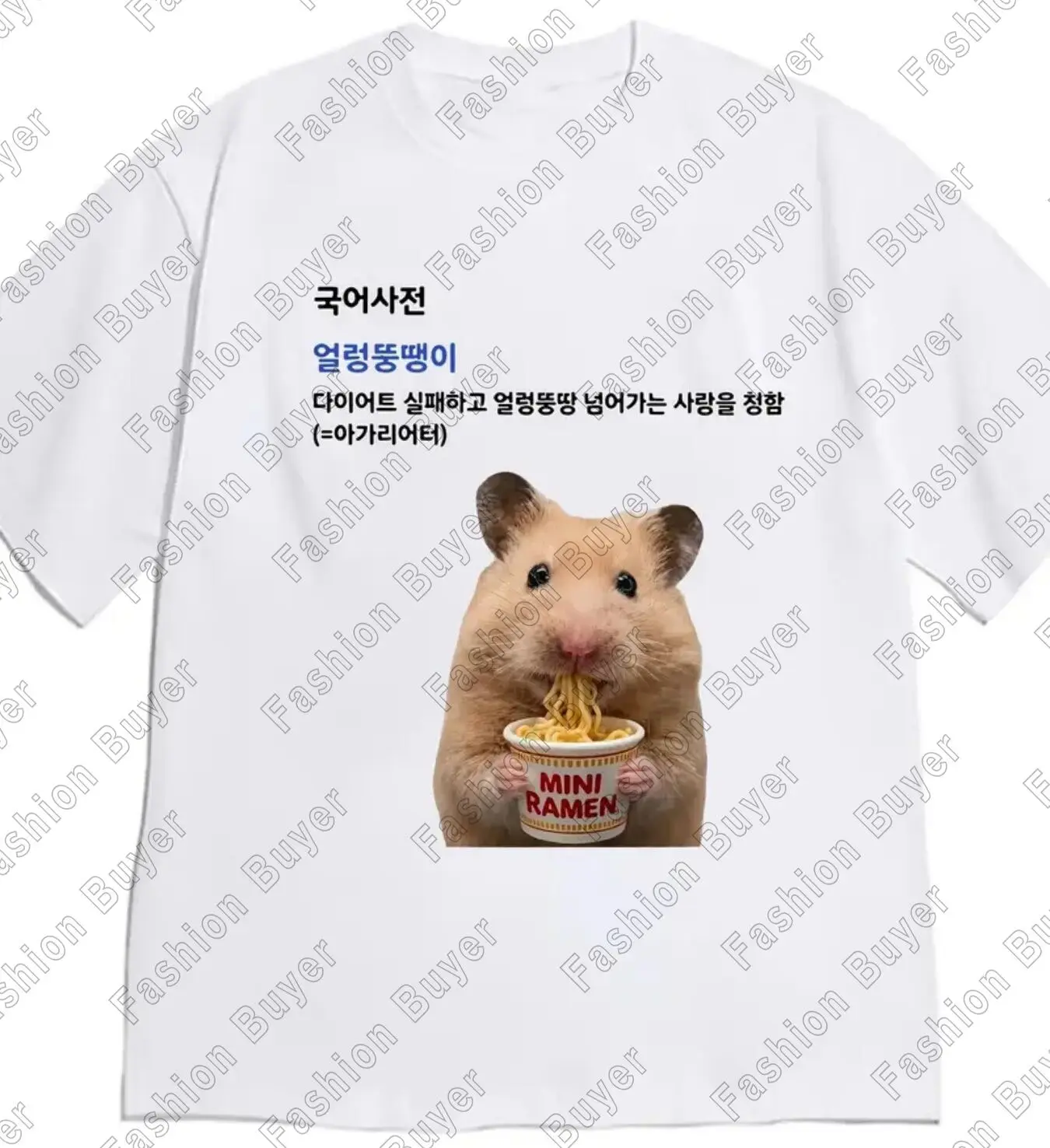 Korean-style Mouse Eating Instant Noodles Pattern Printed T-shirt Unisex Short-sleeved Street Y2K Casual Fashion Tops Clothing