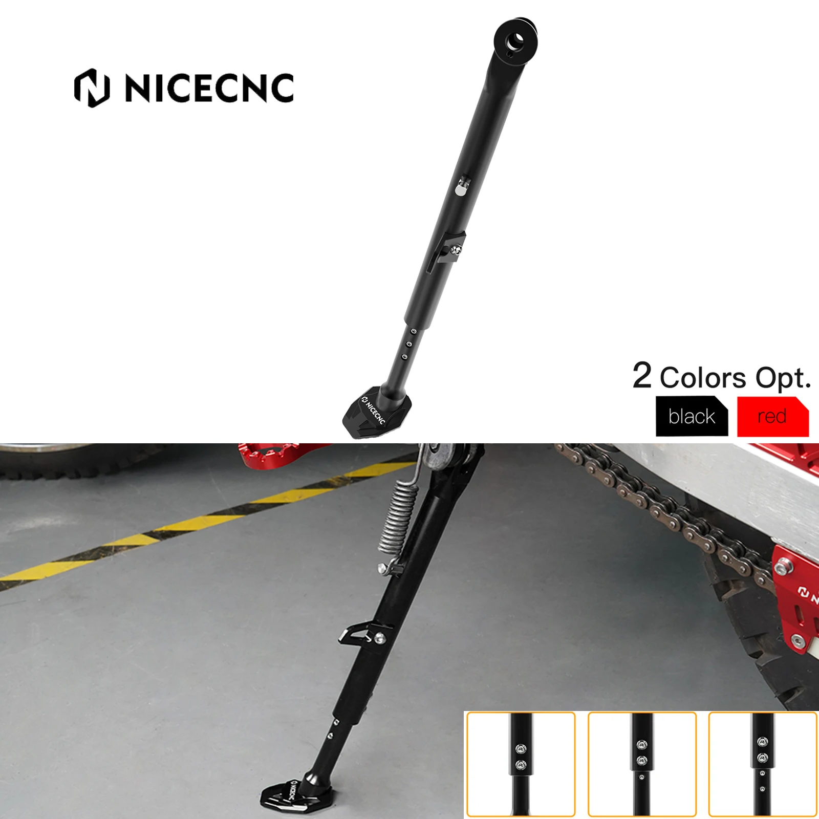 

NICECNC For Honda XR650L 1993-2025 XR 650L Motorcycle 3-Level Adjustable Kickstand Kick Side Parking Stand Aluminum 2024 2023