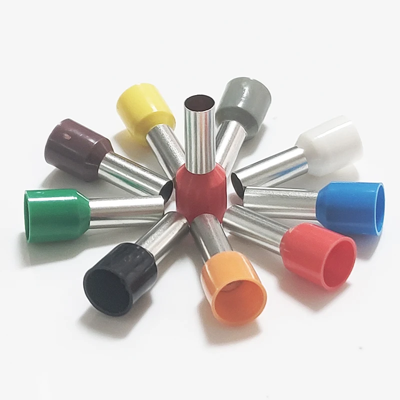 (500PCS/Bag) 9Colors 5AWG 16mm² Brass Insulated Ferrules Crimp Terminal E16-12 Block Cord End  Electrical Wire Connector