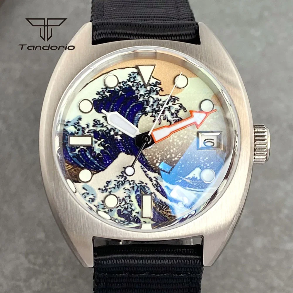Tandorio NH35 Fashion Full Luminous Automatic Dive Watch for Men Date AR Double Domed Sapphire 20atm 36mm Lady\'s Wristwatch