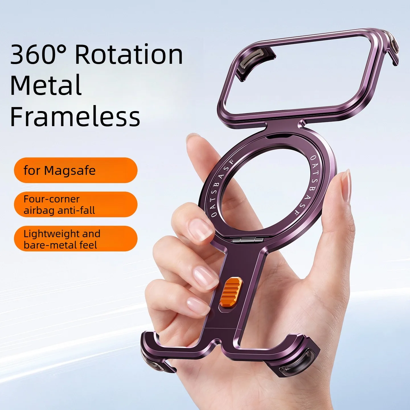 Eary Magnetic Stand Case for iPhone 18 Pro Max Metal Phone Case with 360°Rotation Ring Holder Frameless Shock Bumper Phone Cover