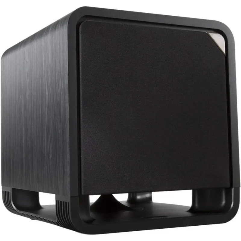 Subwoofer alimentado, tecnología de puerto de alimentación, Woofer de 12 ", hasta 400W Amp, experiencia de cine en casa definitiva, Nogal Negro lavado