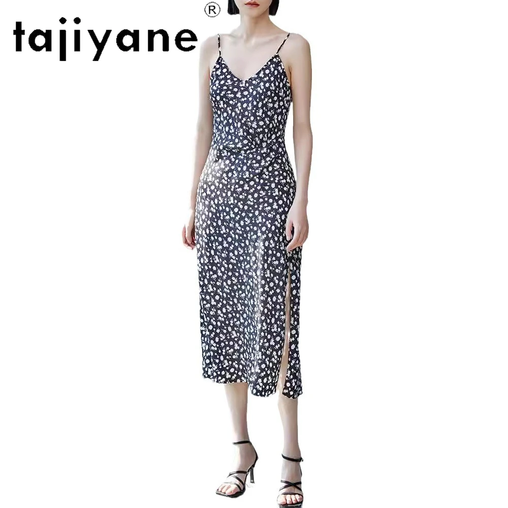 TAJIYANE 100% Mulberry Silk 16 Momme Dresses 2024 Women Elegant Sleeveless Long Dresses Summer Sexy Dress Womans Clothing 원피스