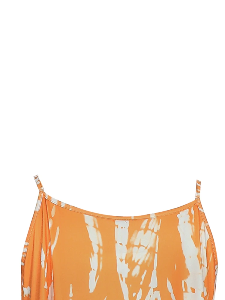 Plus Size Modna damska sukienka z nadrukiem Bez rękawów Dekolt w kształcie litery V Nieregularny dół Sukienka Tie-Dye Najlepszy wybór na lato