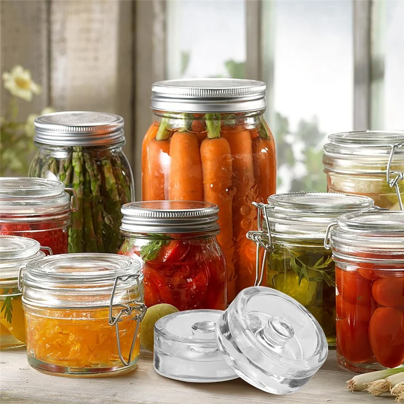 

HLZS-2PCS Fermentation Weights With Grip Handle For Wide Mouth Jar And Canning Fermenting Pickling Canning Fermenting