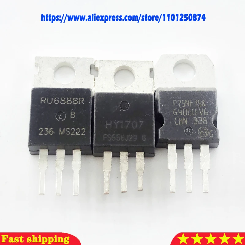 5pcs P75NF75 RU6888R HY1707 HY1707P RU7088R 2SK3435 K3435 STP75NF75 P80NF70 Desmontagem Original Qualidade Garantida 100%