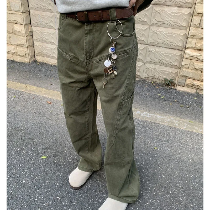 New Autumn and Winter Fashion Korean Version Patchwork Retro Workwear Wide Leg Loose and Versatile Handsome Youth Casual Pants