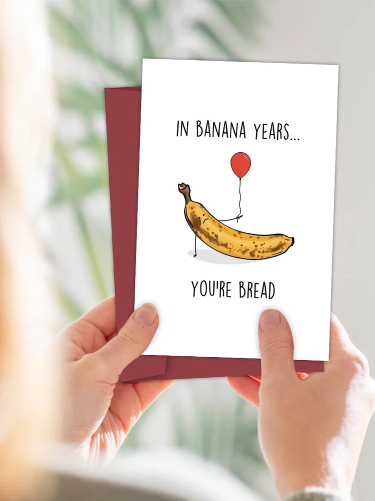 1 Stück lustige Bananenbrot-Geburtstagskarten, alles Gute zum Geburtstag, Geschenke für Männer und Frauen, beste Freundin, Bananenbrot-Grußkarte – Detail 4