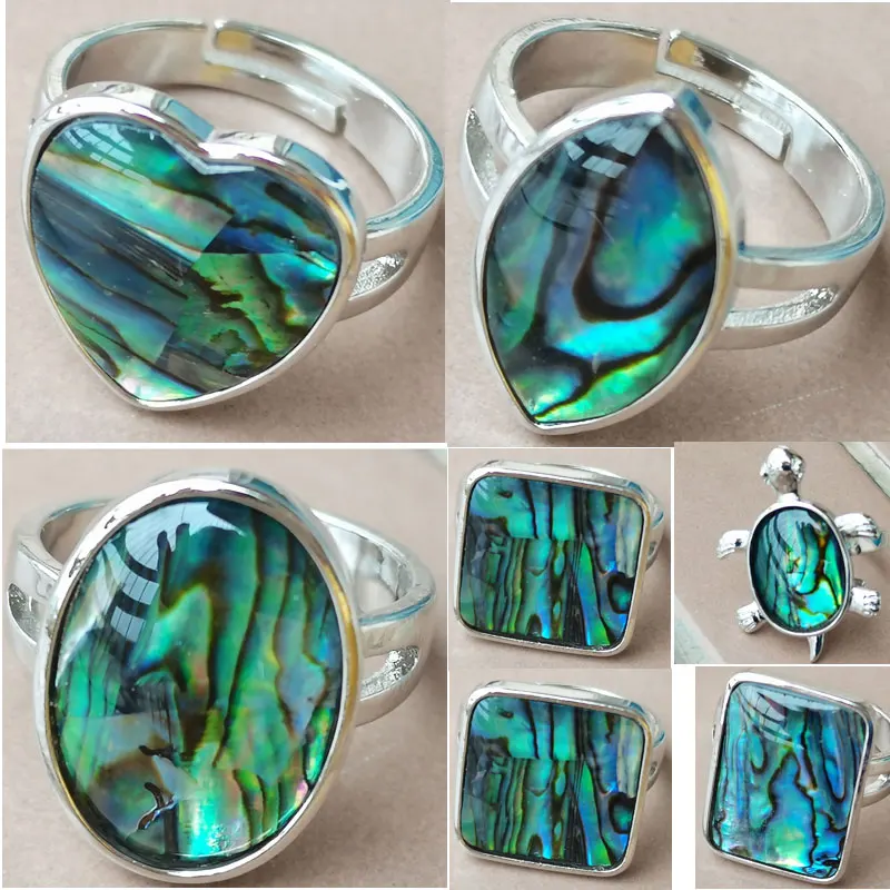 Fashion Jewelry New Zealand Abalone Shell Art bead Ring WFH937