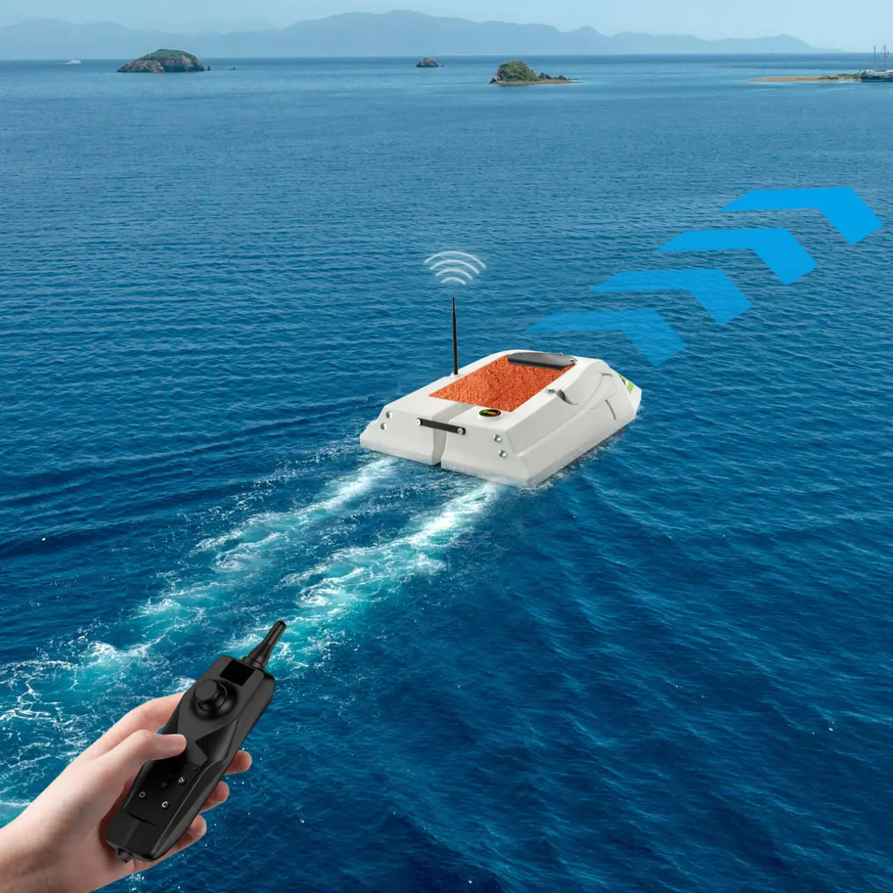 Hochgeschwindigkeits-GPS-Navigation, Auto-Return-Köderboot für Karpfenangeln, Fernbedienung aus Kunststoff