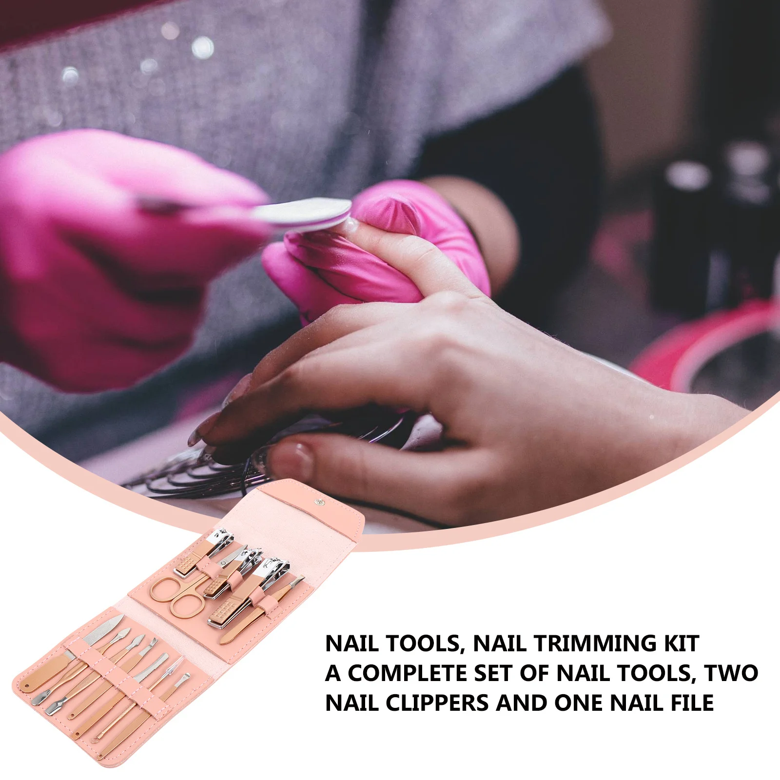 

1Set Manicure Set 12 Tools in 1 Nail Cutter Set for Hand Care Rose Gold Nail Grooming Kit Home Beauty Tool