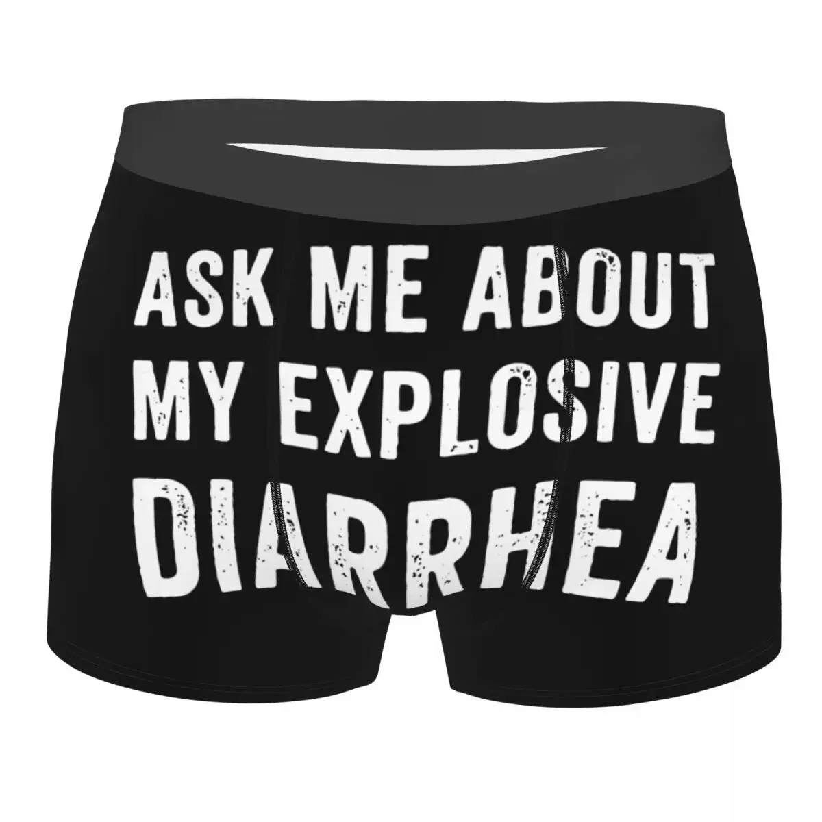 Fashion Boxer Shorts Panties Men's Ask Me About My Explosive Diarrhea Underwear Funny Breathable Underpants for Male Plus Size