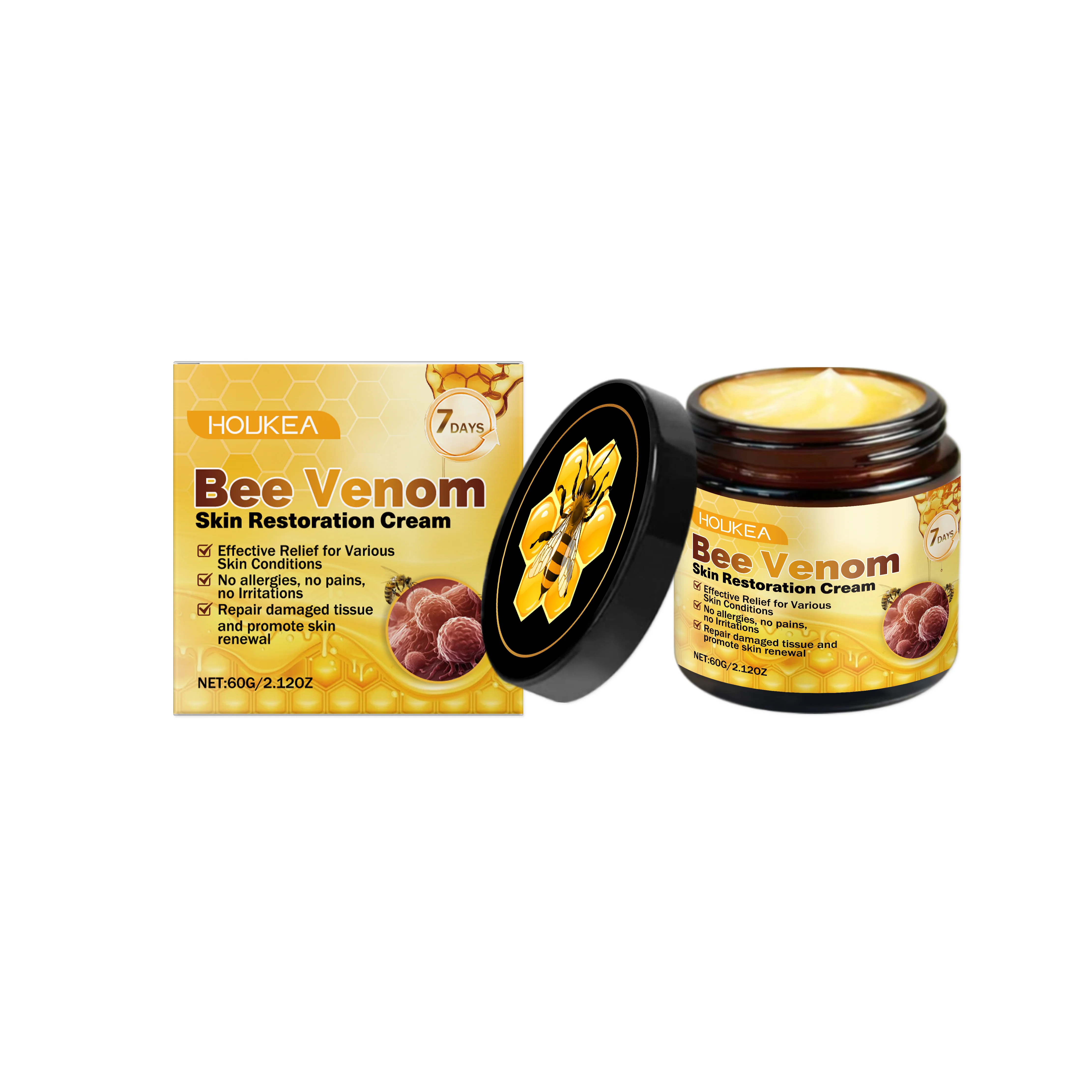 

Houkea Bee Venom Skin Care Cream Gently Cleanses And Removes Nevus Moisturizing And Soothing Skin Care Cream 1pcs