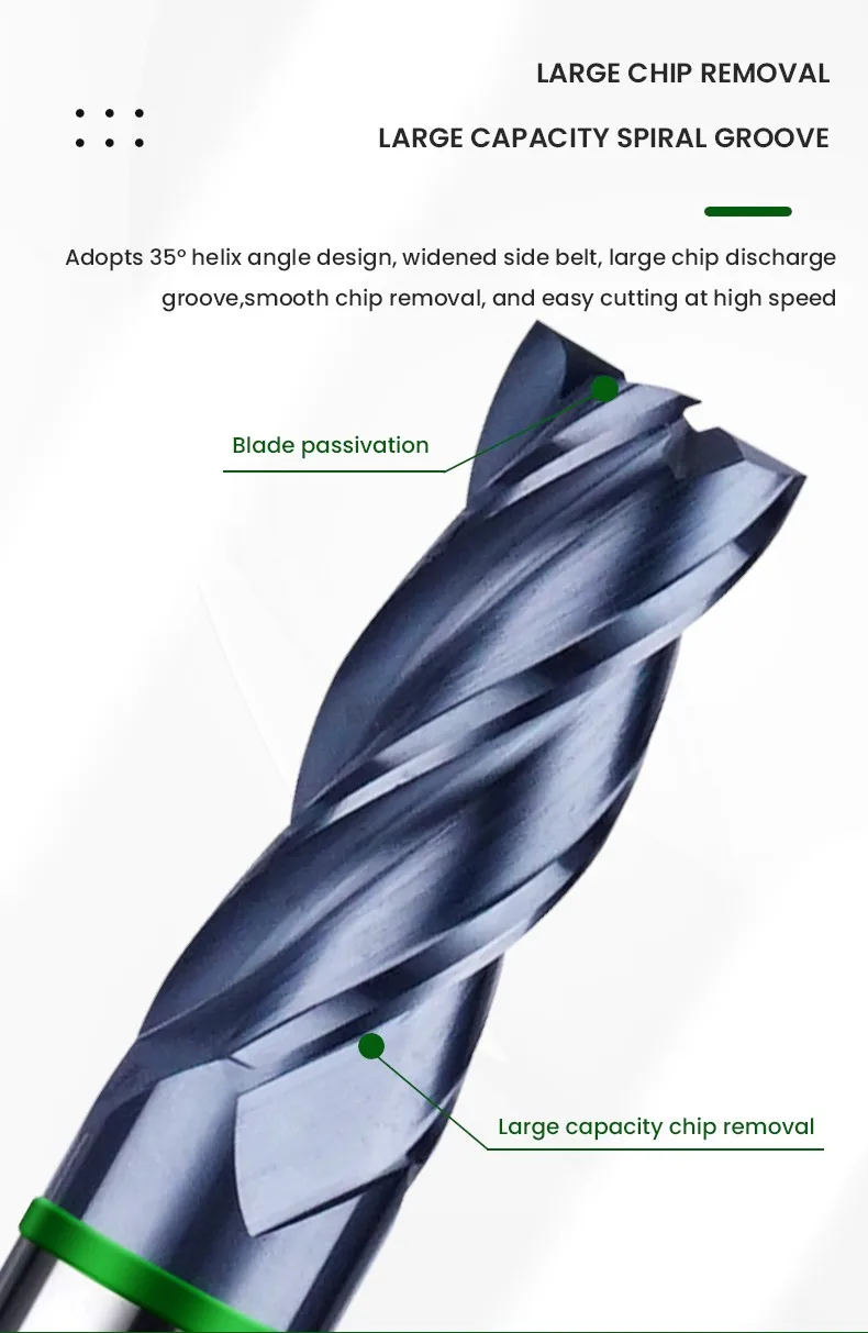 AZZKOR TGH-HRC50 4-Schneiden-Wolframstahl-Hartmetall-Flachfräser mit Nano-Beschichtung für CNC-Bearbeitungszentren, Fräswerkzeuge – Detail 8