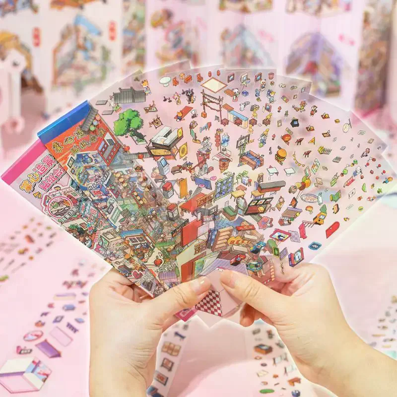 

Набор из 24 наклеек с мультяшными сценами для творчества, 3D-стикеры для создания пейзажей, коллекционный альбом, подарок на день рождения для девочек и детей