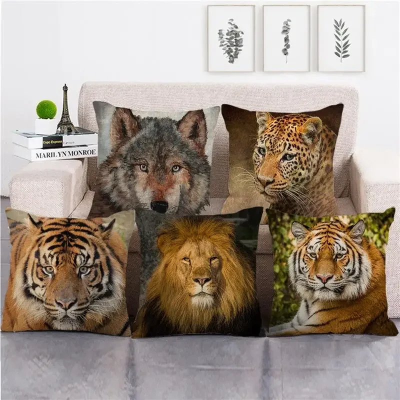 

Tropical Animal Tiger Head Print Cushion Cover Home Sofa Pillowcase