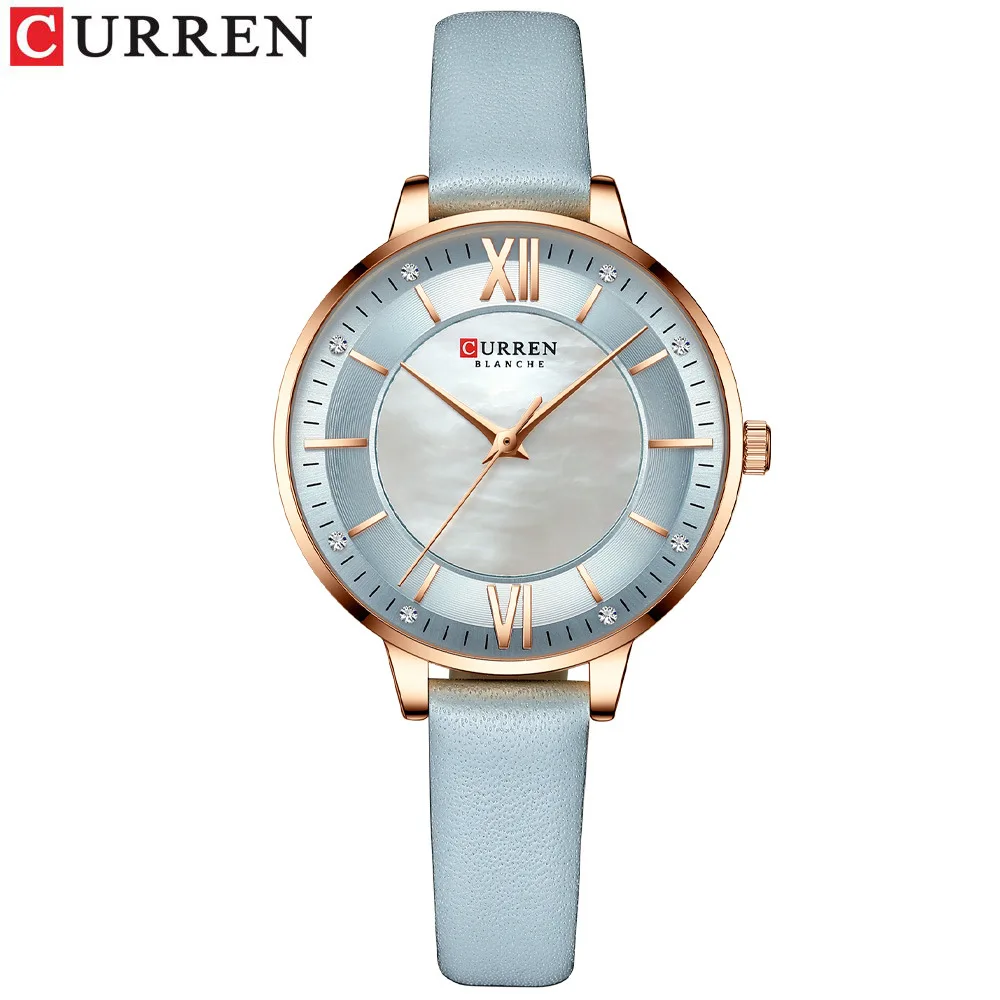 CURREN 9080 Women's Quartz Watch Elegant and Simple Diamond Fashion Leisure Belt Wristwatch