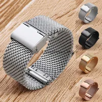 1.0mm Milanese Mesh Loop Stainless Steel Watch Band Bracelet 18mm 20mm 22mm 24mm Wristbands for DW 3mm Thickness Strap for Omega