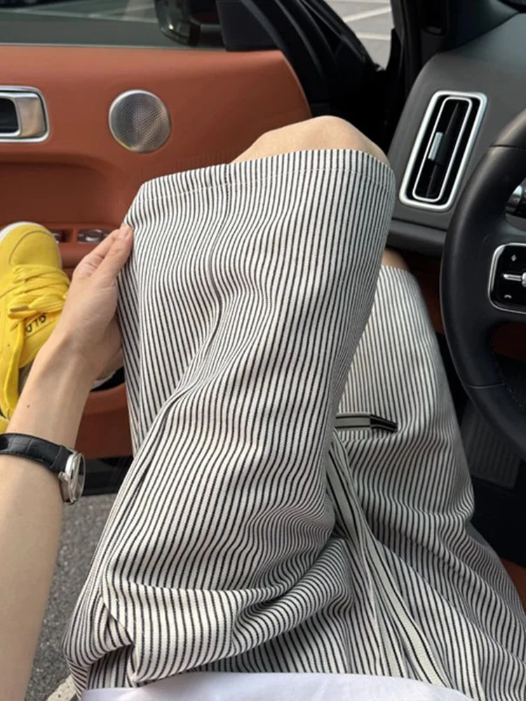 

Мужские спортивные шорты для бега, быстросохнущие, летние, для активного отдыха, повседневные, в полоску, в американском ретро-стиле, бриджи длиной до колена