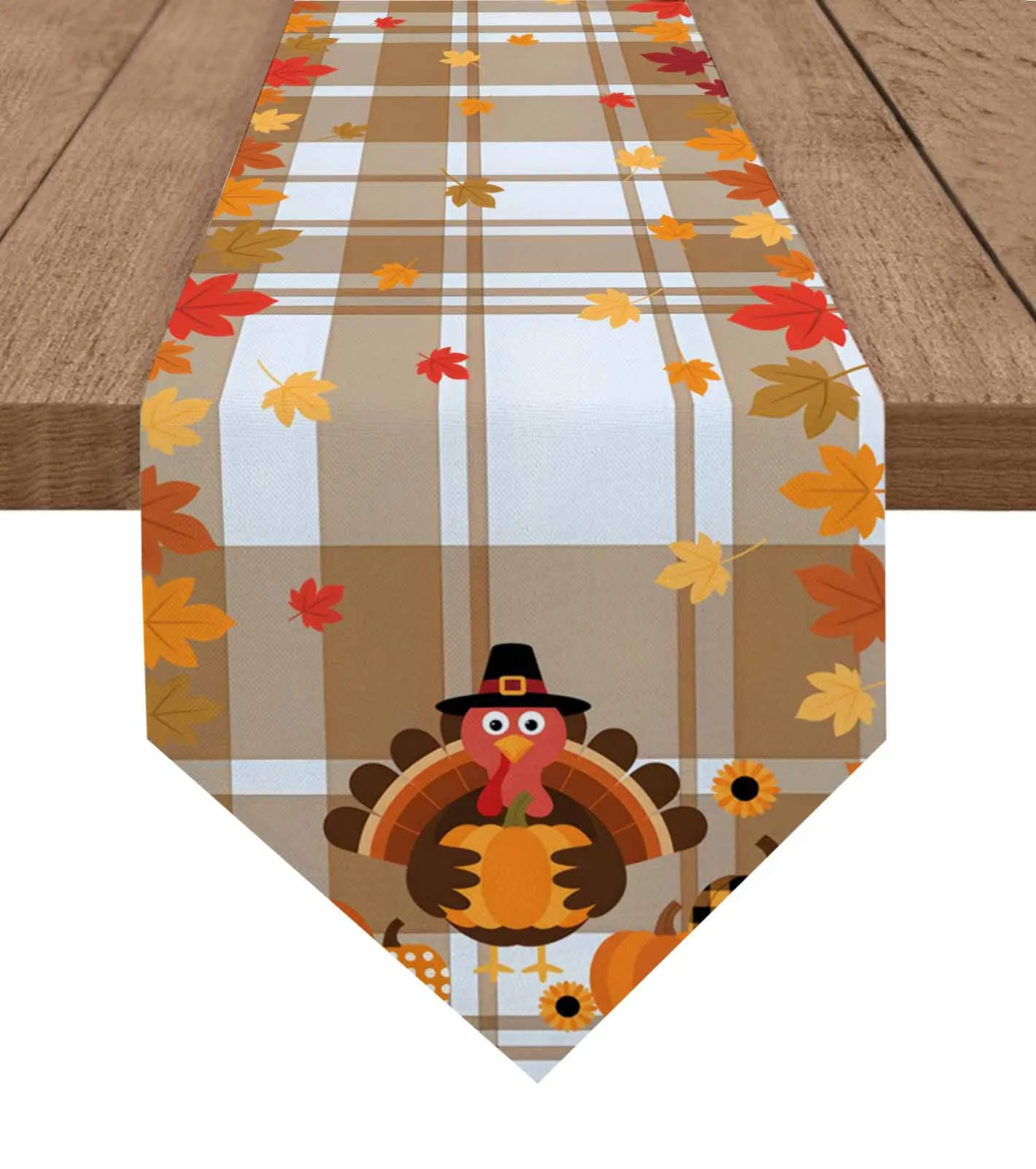 

Brown Pumpkin Turkey Table Runner Cotton Linen Wedding Table Decor Tablecloth Kitchen Decor Table Cover