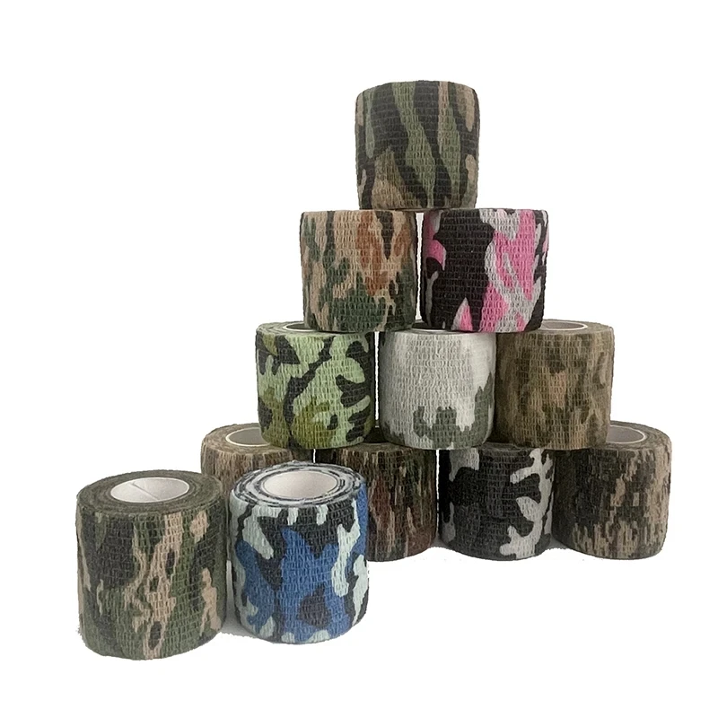 6pcs 4.8m Camouflage Elastic Wrap Tape Hunt Disguise Elastoplast Self Adhesive Sports Protector Knee Finger Athletic Bandage