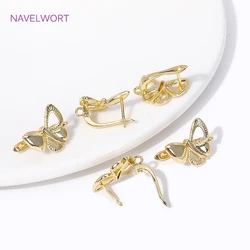 Trendy 18k Gold Plated Brass Butterfly Clasps Fastener Ear Wire Hooks For DIY Women Earrings Hooks Accessories Wholesale