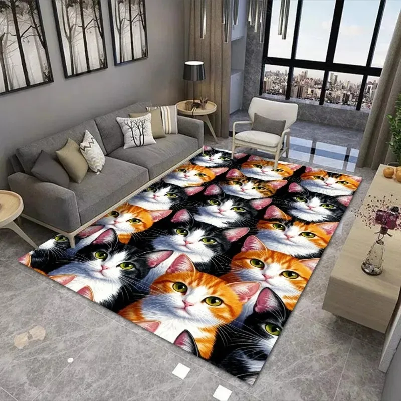 Cute Kitten Carpet Large Area Rug Suitable for Living Room and Bedroom Mats Anti Slip and Wear-resistant Soft Rug Fashionable