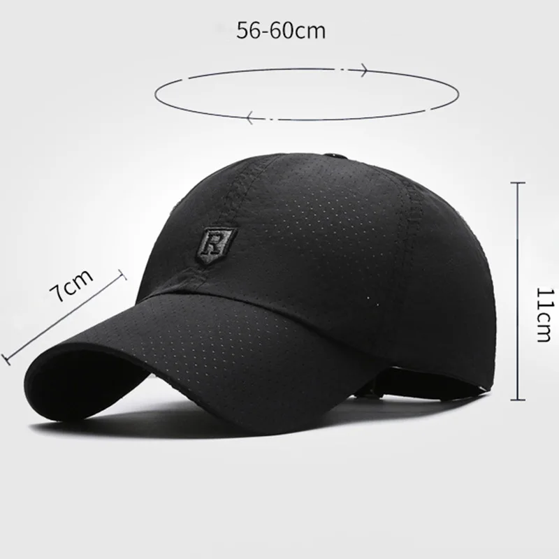 Summer Breathable Ice Silk Baseball Caps for Men & Women Outdoor sports Running Traval Sun hats Quick Dry R Letter Cap