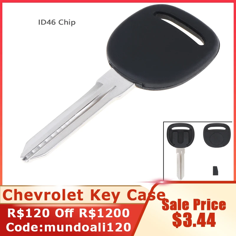 

1 Pc Black PP Replacement Transponder Ignition Key Uncut Blade Blank Car Key with ID 46 Chip Fit for Chevrolet Cars
