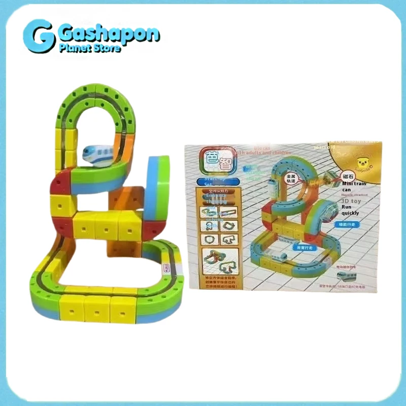 

‌ Магнитный трек, набор строительных блоков для автомобиля, развивающая игрушка Монтессори, моторизованный поезд с гравитационным лабиринтом, 3D STEM, креативный