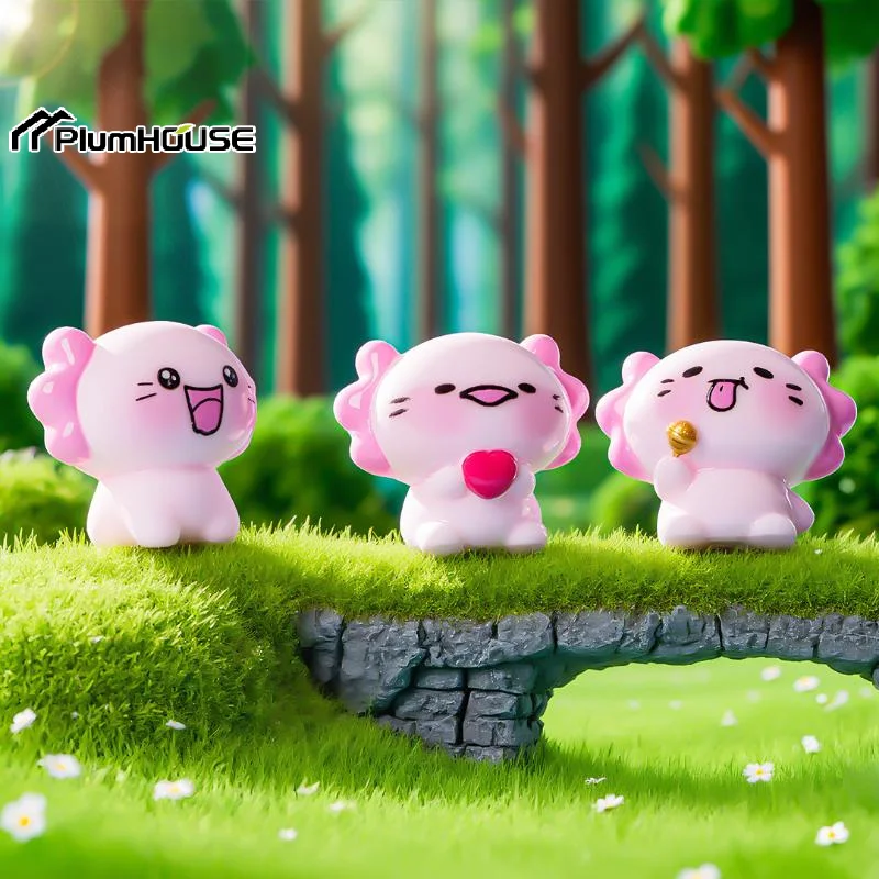 6pcs Mini Resin Axolotl Miniature Figures Dish Garden Micro Landscape Decoration Teacup Garden Desk Axolotl Ornament