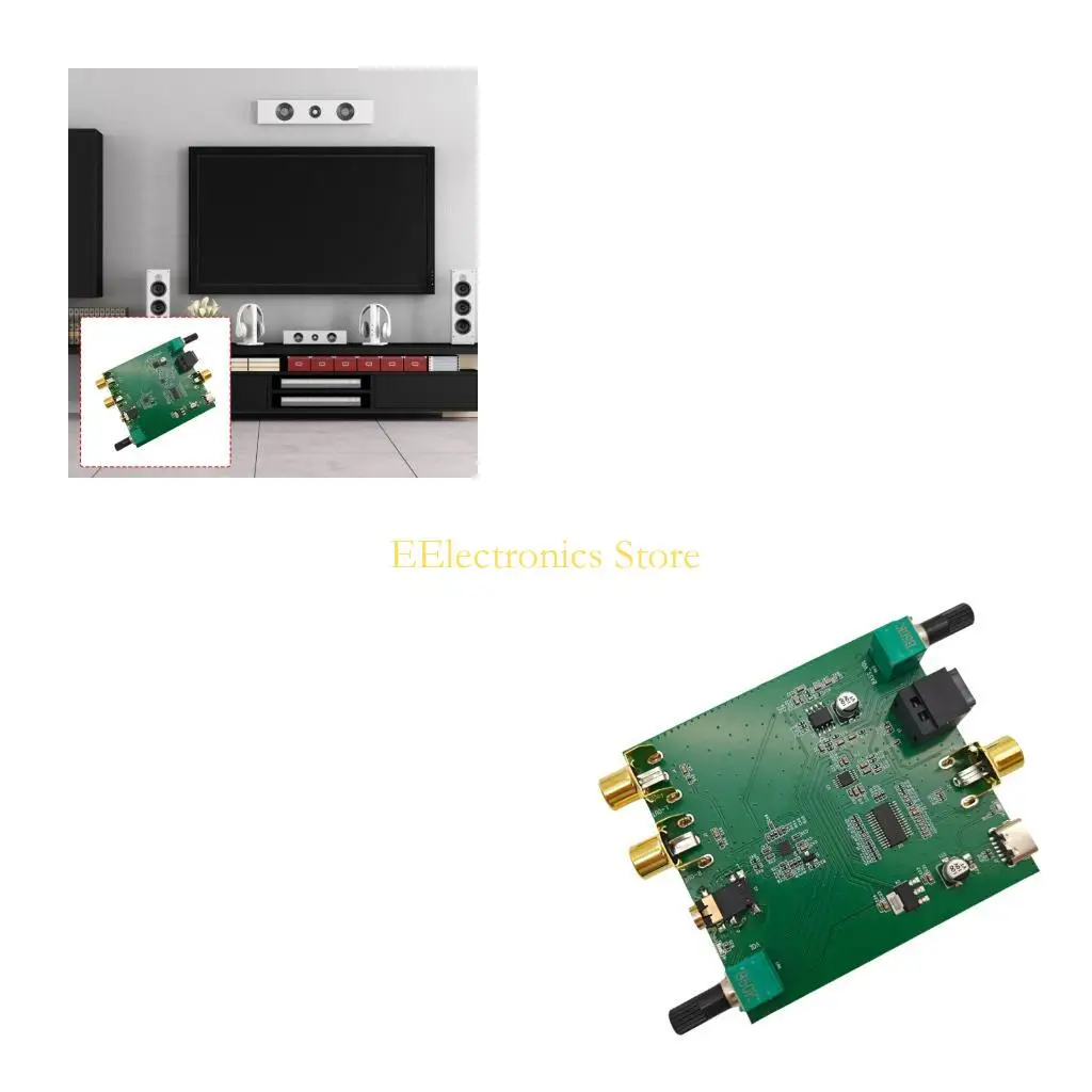 B03C Digital to Analog Audios Converter Board for TV Speaker Use, USB Power, Fiber and S/PDIF Access Sound Output Pair and 3.5