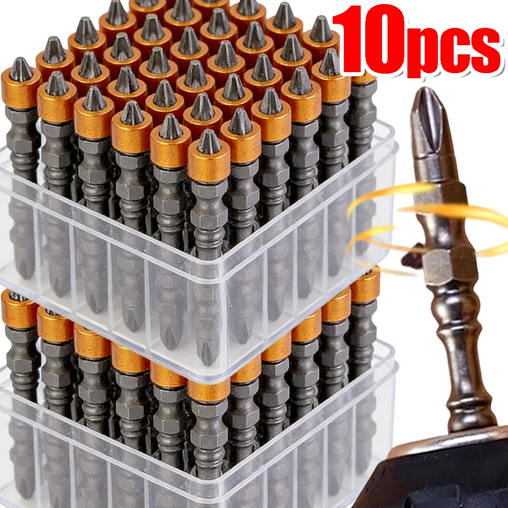 

1/10x Dual Head Magnetic Phillips Cross Screw Screwdriver Bit 65/110mm Electric Power Driver Bit Hexagonal Handle S2 Alloy Steel