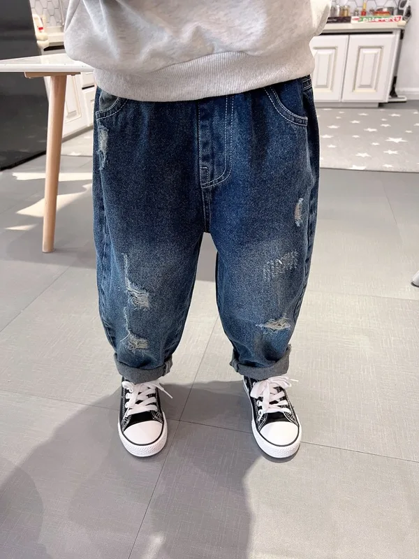 New Boys Pants Jeans Small And Boys' Cool Casual Pants 0-6 Year Old Children's Clothing  long  Loose-fit Casual pants