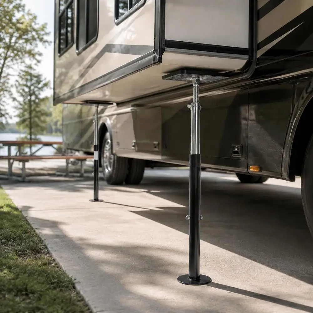 Cric de support pour éléments coulissants de camping-car, 2 crics de nivellement pour éléments coulissants de camping-car, crics de support en acier avec revêtement en poudre pour camping-car, caravane et remorque de voyage, supportent jusqu'à 1000 lb, réglables de 21,3 à 48 pouces.