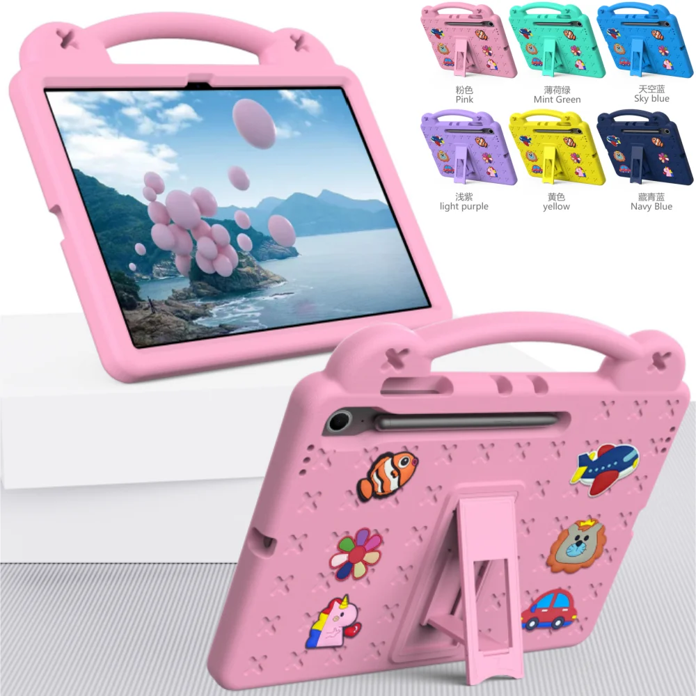 

Чехол для Samsung Galaxy Tab S10 FE Plus SM-X620 SM-X626 SM-X626B 13,1 дюйма, 2025 г., детский безопасный чехол с медведем из ЭВА, ручной чехол со слотом для ручки