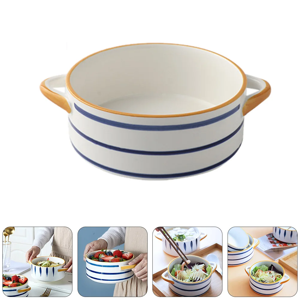 

Multi-functional Bowl Ceramic Salad Chic Food Bowls Table Decor Kitchen Supply Holder Fruit