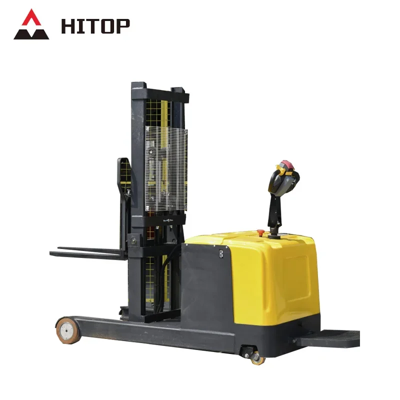 Hitop Full Electric Stacker 1 /1.2/ 1.5/ 2 Ton Warehouse Forklift Lifting Equipment Reach Stacker for Sale