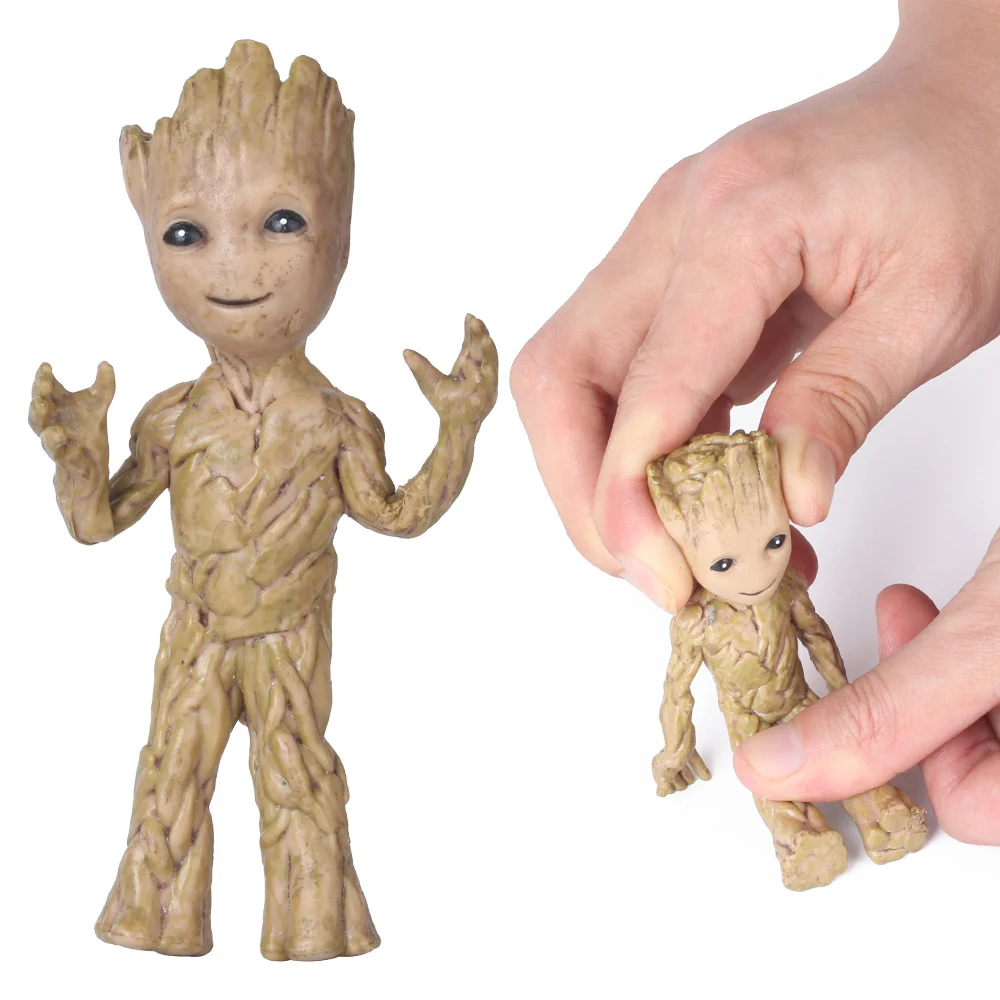 Decoración de escritorio árbol hombre ornamento juguete miniatura modelo Groot muñeca Mini Anime estatuilla móvil artesanía niños hombres regalos