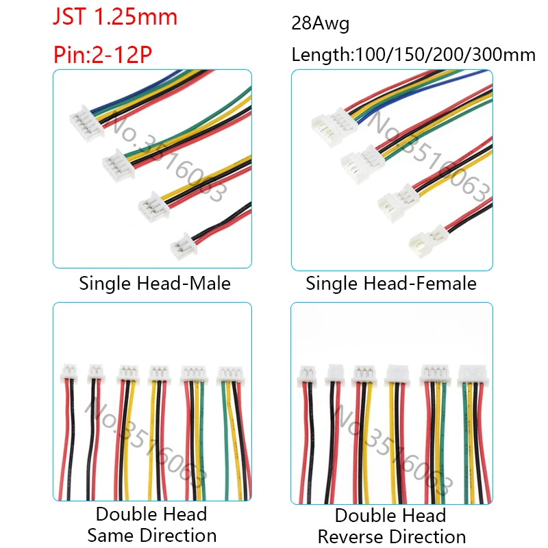 5/10Pcs Mini Micro JST-1.25mm Male/Female Plug Connector With Wire 100/150/200/300mm 2/3/4/5/6/7/8P Pin Jumper Cable For Arduino