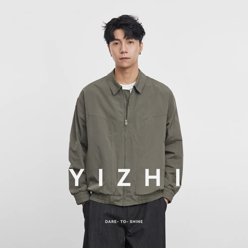 Fashion Men's American Retro Jacket 2025 Spring and Autumn New Loose Casual Lapel Solid Color Top Men's Sports Jacket