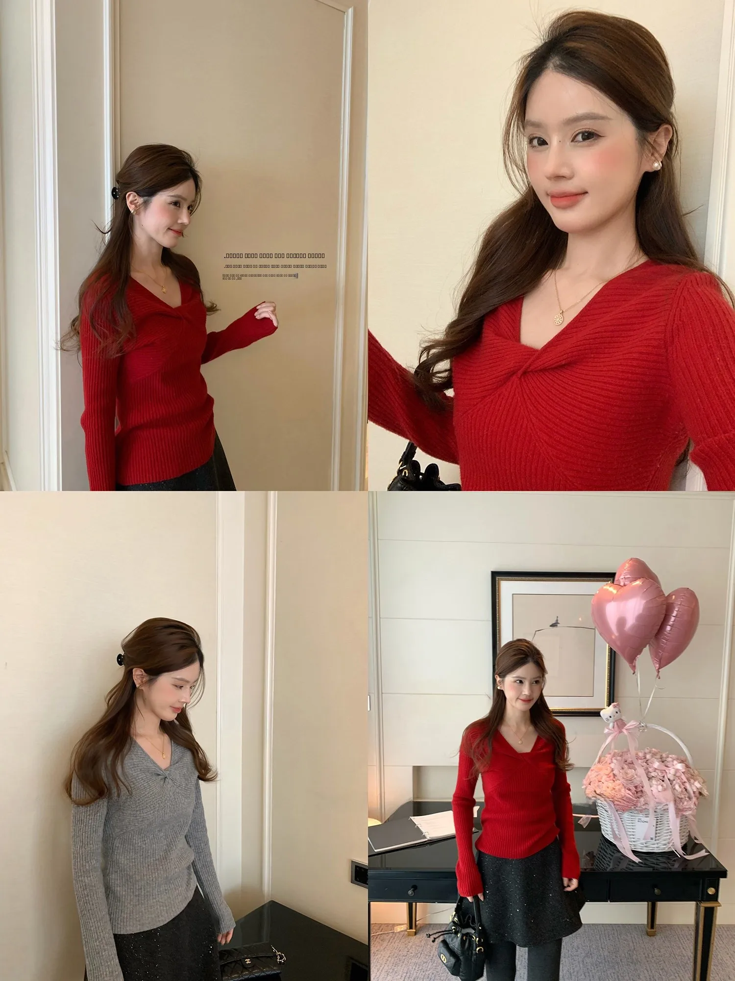 

Comfortable Woolen Knitted Sweater V-Ne Twist Design Slimming Base Layer Casual Sle Full Wool Ladies Faion Winter Wear
