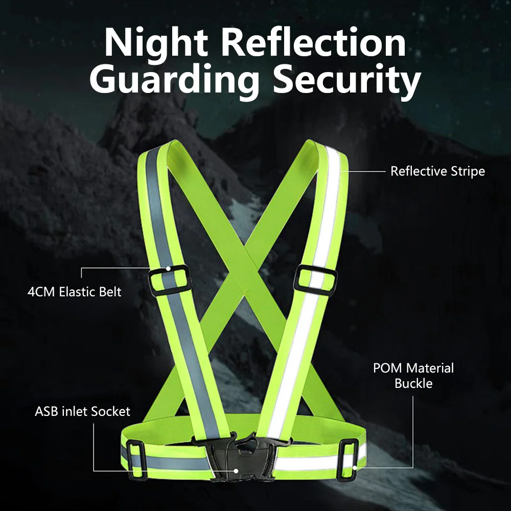 Highlight Reflective Straps Night Running Riding Clothing Vest Adjustable Safety Vest Elastic Band Belt for Adults and Children