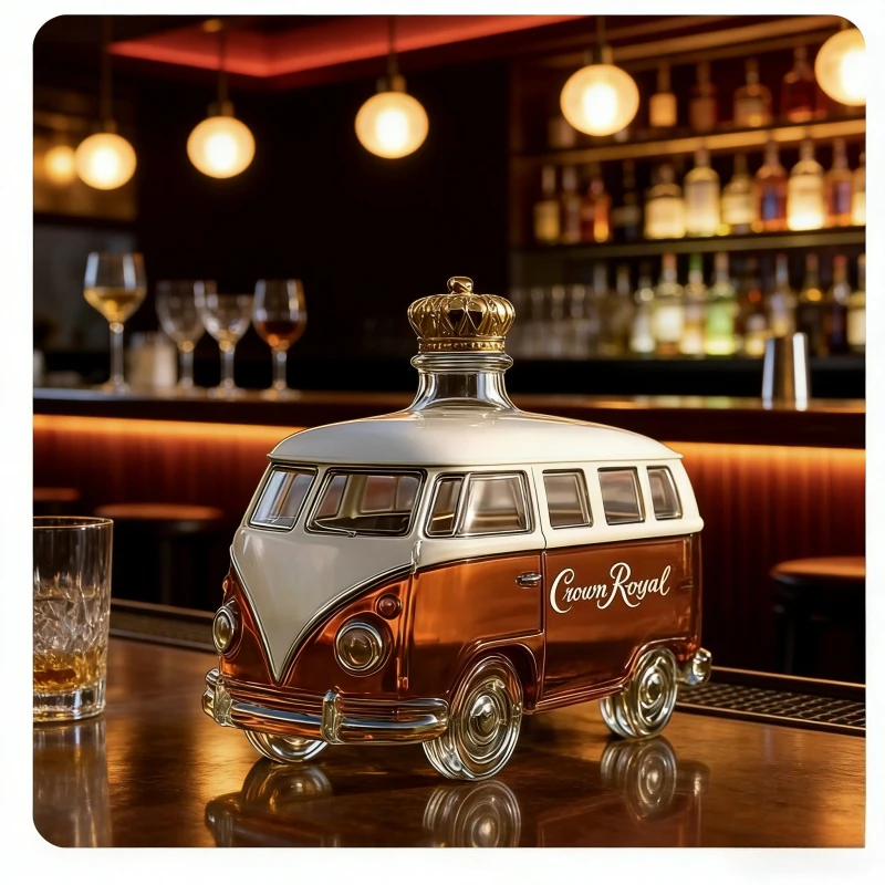 

Retro Van Shaped Whiskey Decanter Crown Royal Inspired Liquor Dispenser Barware Gift